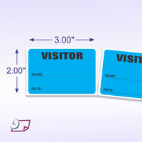 3" x 2" Fluorescent Blue Visitor Pass Labels
