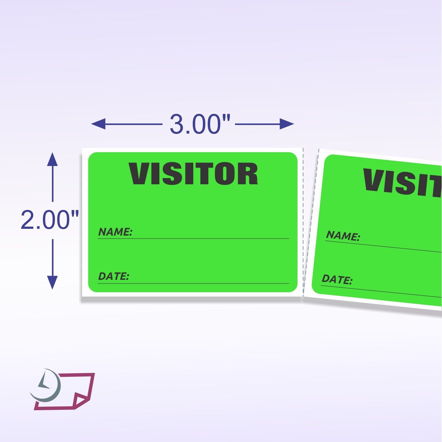 3" x 2" Fluorescent Green Visitor Pass Labels