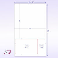 Integrated Label Form 8-1/2 x 14" Laser Sheet 1 Horizontal Perforation Label Size - 6 x 4 Label Size - 2 x 4