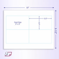 8-1/2 x 11  Laser Cards 4 Up  - White