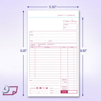 5-1/2 x 8-1/2" Order Forms, 2 Part Carbonless, White & Canary