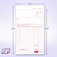 5-1/2 x 8-1/2 Carbonless 2 Part Order Forms, Bound Wraparound Cover, White/Canary, 50 Sets per Book.