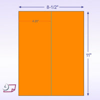 8-1/2" x 11" Fluorescent Orange 2 Labels per Sheet 4-1/4" x 11"