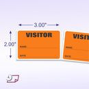 3" x 2" Fluorescent Orange Visitor Pass Labels