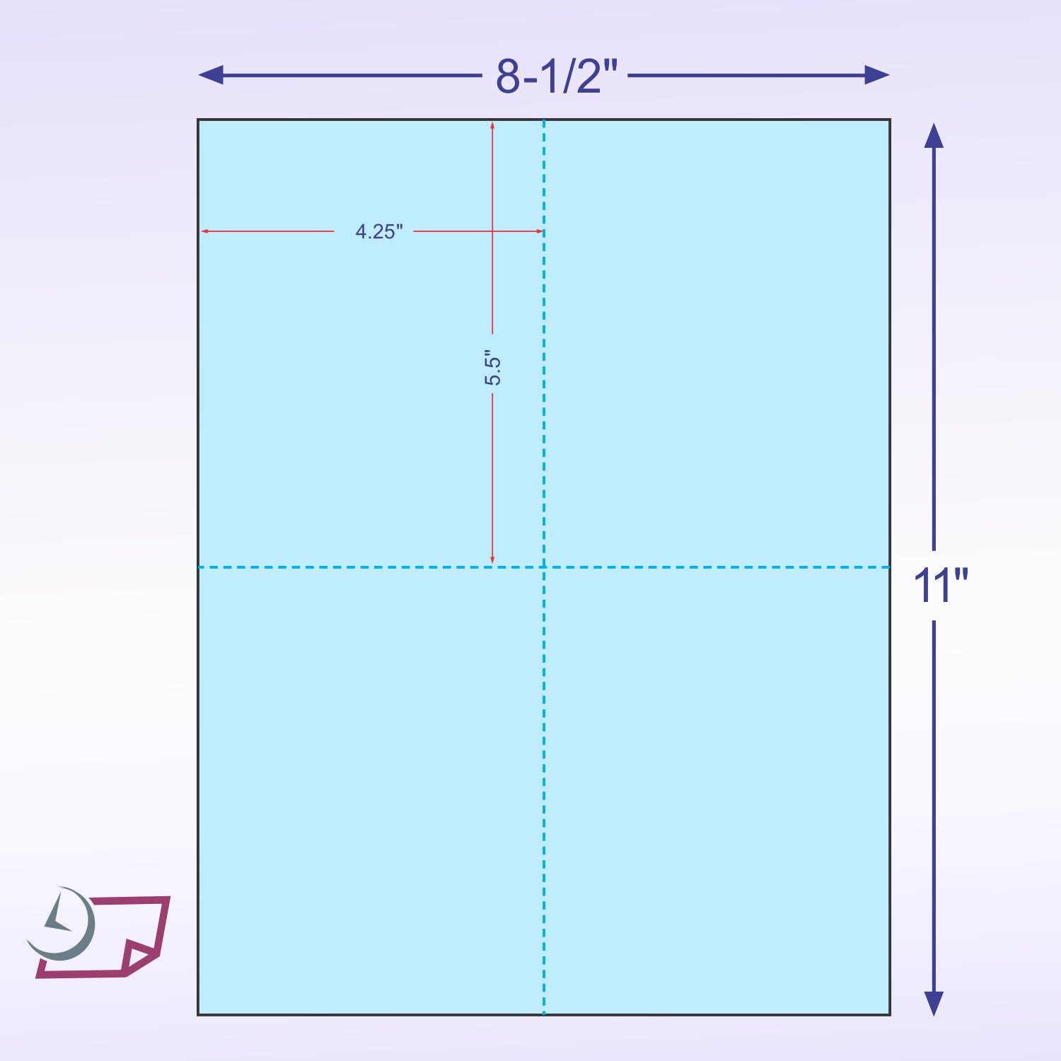8-1/2 x11 Laser Cards 4 Up - Blue