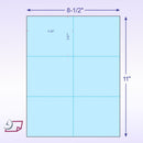 8-1/2 x11 Laser Cards 6 Up - Blue