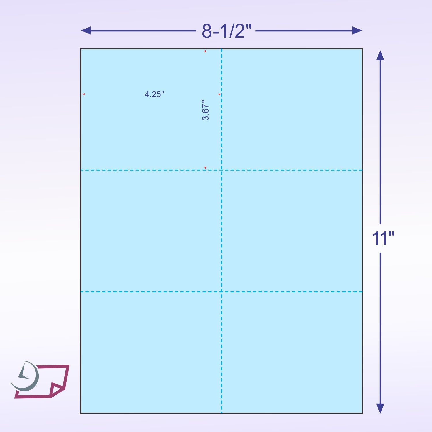 8-1/2 x11 Laser Cards 6 Up - Blue