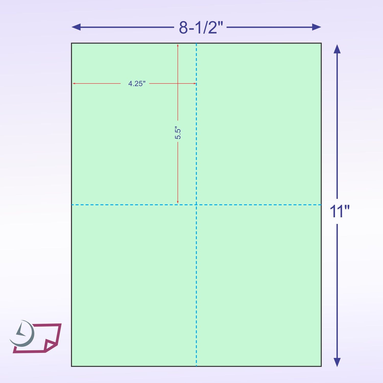 8-1/2 x11  Laser Cards  4 Up - Green