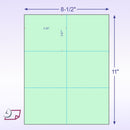 8-1/2 x 11" 100# Tag Laser Cards, 6 Up, 1 Horizontal & 2 Vertical Perforations, Green