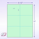 8-1/2 x11 Laser Cards 6 Up - Green
