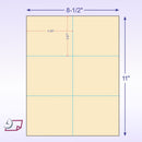 8-1/2 x 11" 100# Tag Laser Cards, 6 Up, 1 Horizontal & 2 Vertical Perforations, Manila