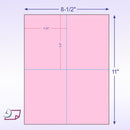 8-1/2 x11  Laser Cards  4 Up - Pink