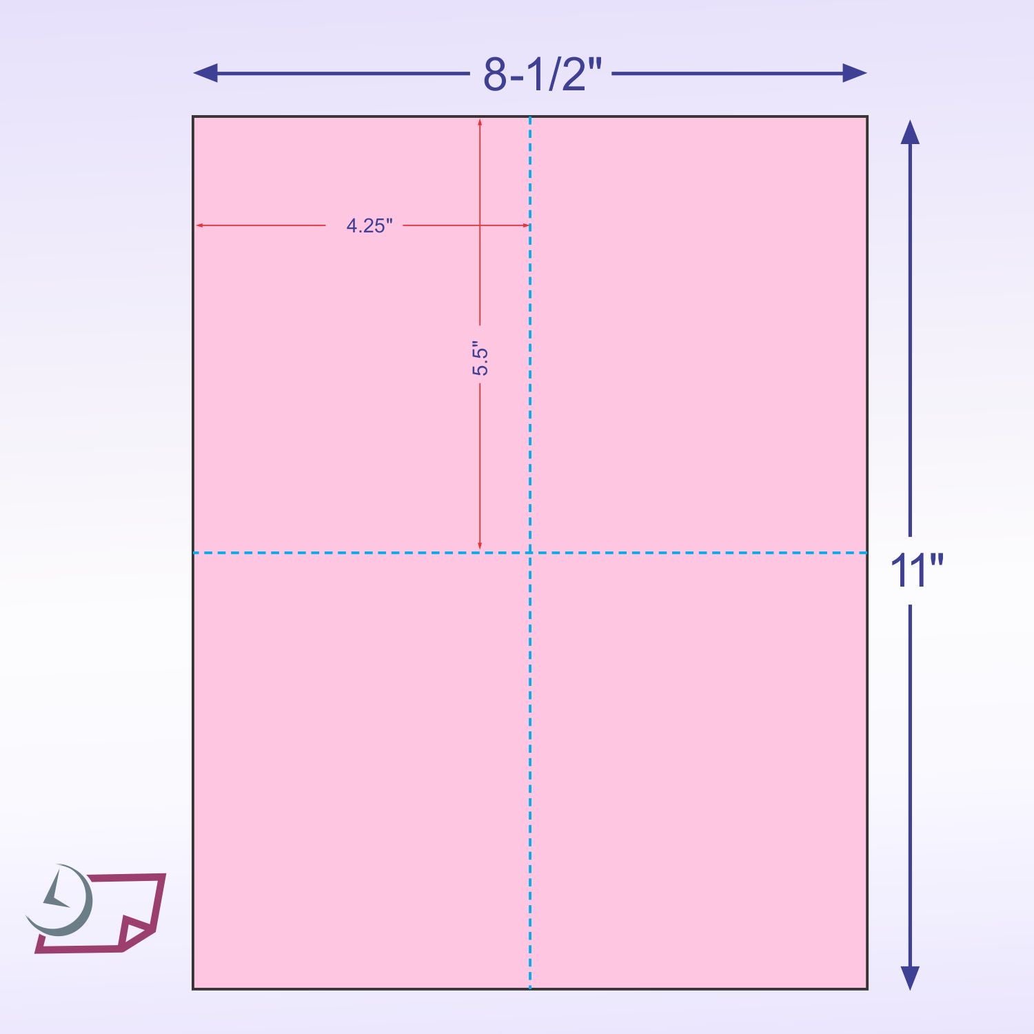 8-1/2 x11  Laser Cards  4 Up - Pink