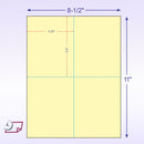 8-1/2 x11  Laser Cards  4 Up - Canary