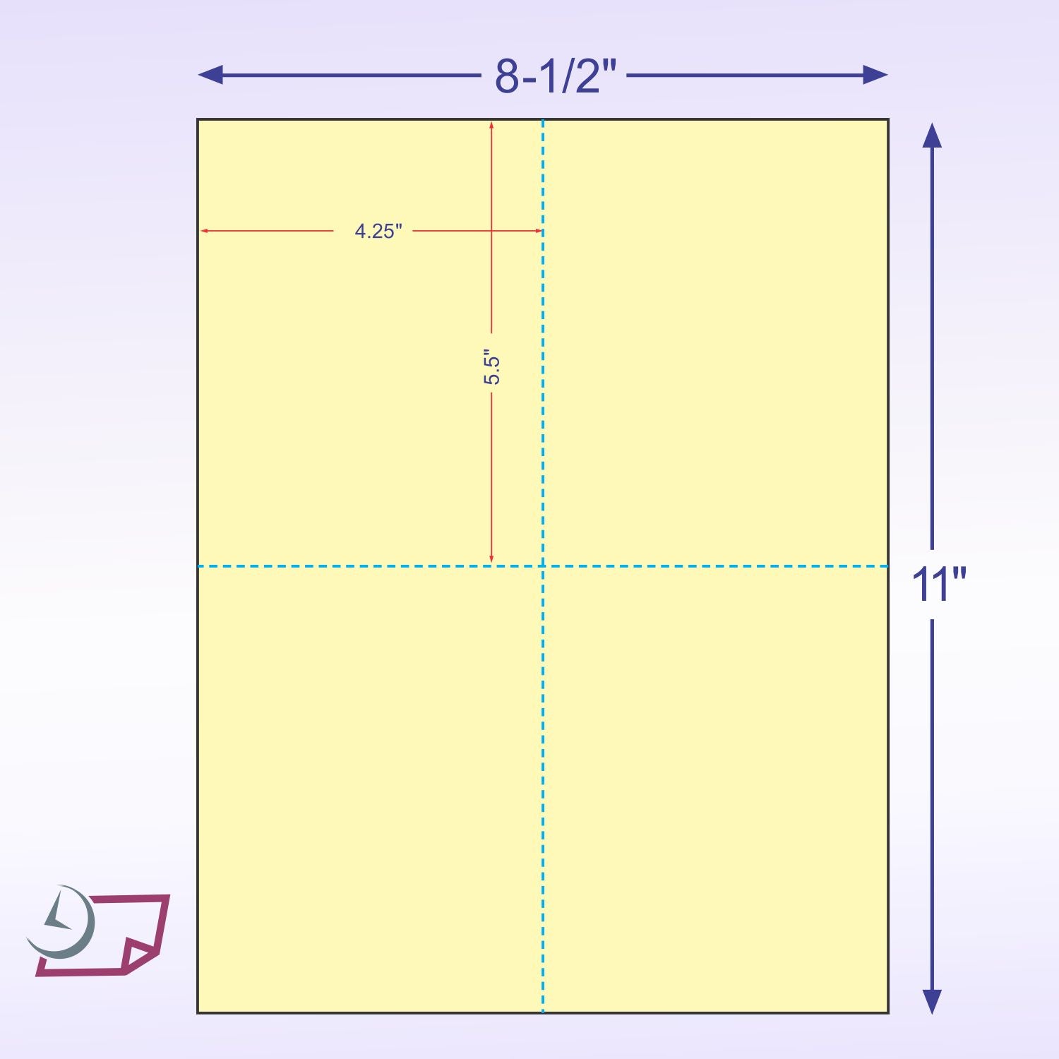 8-1/2 x11  Laser Cards  4 Up - Canary