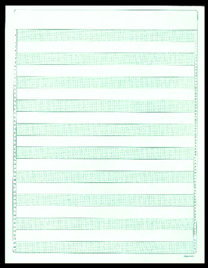8-1/2 X 11", 1/2" Green Bar Paper,  20#