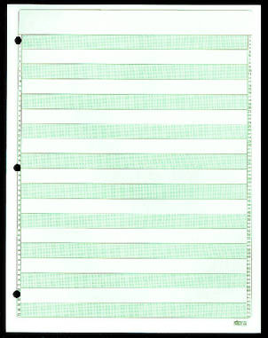 8-1/2 X 11", 1/2" Green Bar Paper, With 3 Hole Punch 20#