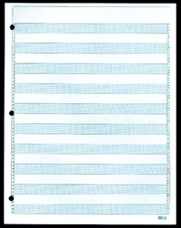 8-1/2 X 11", 1/2" Blue  Bar Paper, With 3 Hole Punch 20#