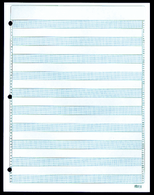 8-1/2 X 11", 1/2" Blue  Bar Paper, With 3 Hole Punch 20#