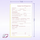 Pack of 100 Sets 2 Part NCR Carbonless Time Off Request Forms