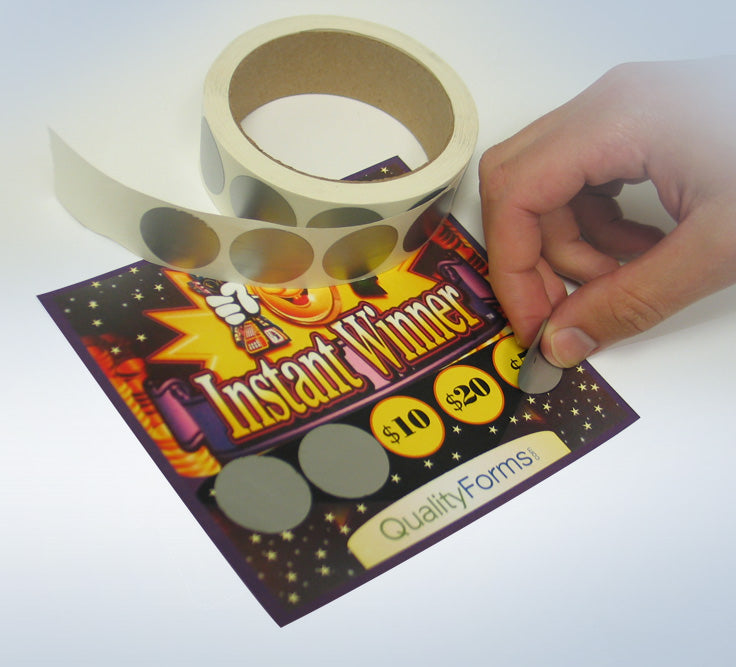1" Round Silver Scratch Off Labels Stickers, 500 labels per roll