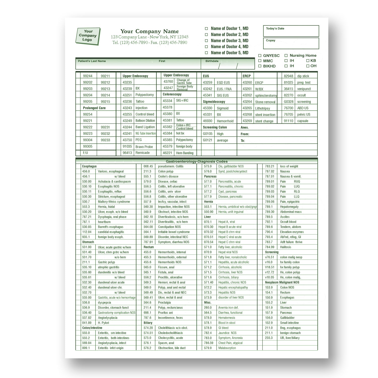 8-1/2 x 11" Super Bill Form