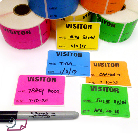 3" x 2" Labels Pass 500 Labels  Green “Visitor ” Labels  1" Core