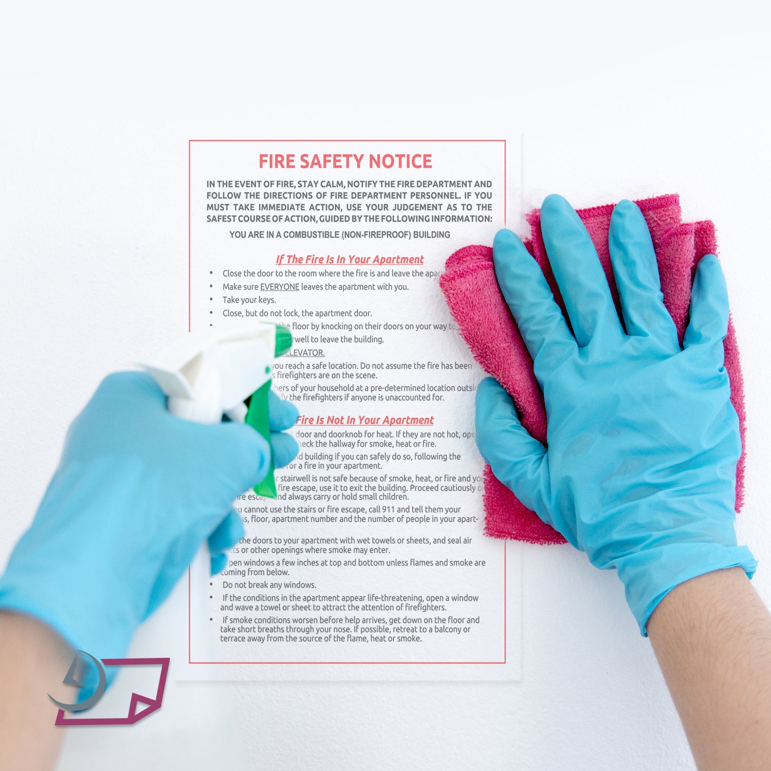 6x9" Fire Safety Notice White Vinyl Waterproof Self Adhesive Label, Pack of 10