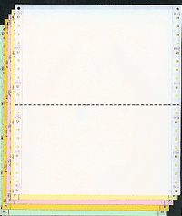 9-1/2 x 5-1/2" Continuous Paper, 15# 5 Part White, Canary, Pink, Gold & Green with Side Perfs
