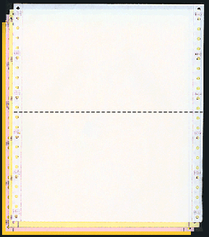 9-1/2 x 5-1/2" Continuous Paper, 15# 4 Part White, Canary, Pink & Gold, with Side Perfs