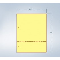  8-1/2 x 11" Canary 20# Paper 1 Horizontal Perforation 3" from bottom  