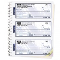 6-3/4 x 8-1/2" Cash Receipt Books Colors Design, 3 To Page Available in 2 or 3 Parts