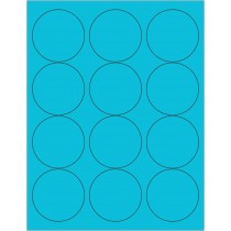 8-1/2" x 11" Blue Fluorescent 12 Labels per Sheet 2.5" Round 