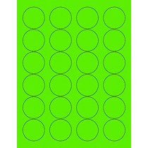 8-1/2" x 11" Fluorescent Green 24 Labels per Sheet 1.66" Round