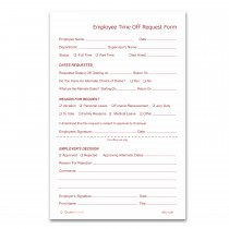 Pack of 100 Sets 2 Part NCR Carbonless Time Off Request Forms