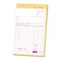 5-1/2 x 8-1/2 Carbonless 2 Part Order Forms, Bound Wraparound Cover, White/Canary, 50 Sets per Book.