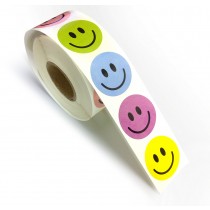 Smiley Labels Assorted Color 500 Labels, 1” Round 