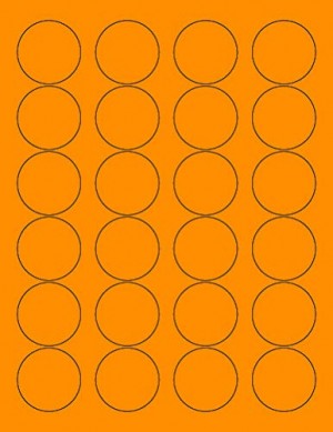 8-1/2" x 11" Fluorescent Orange 24 Labels per Sheet 1.66" Round