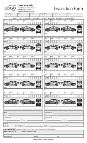Vehicle Inspection Form with 10 Cars