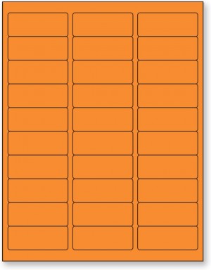 8-1/2" x 11" Orange Fluorescent 30 Labels per Sheet 1" x 2-5/8"