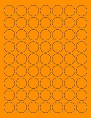 8-1/2" x 11" Orange Fluorescent 63 Labels per Sheet 1" Round 