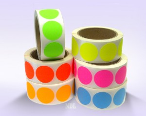 1.5" Circle Color Stickers, 500 Permanent Labels, 3" Core, Assorted Colors